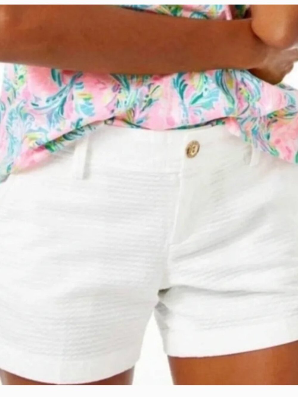 Lilly Pulitzer Callahan Party Shorts White Textured / Fringe 12 / 4.5” inseam